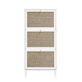 Modern Rattan 3 Door Shoe Rack Cabinet For Entryway