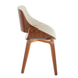 Fabrizzi - Mid-Century Modern Dining / Accent Chair - Walnut / Cream Fabric