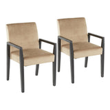 Carmen - Arm Chair - Black Wood And Crushed Light Brown Velvet (Set of 2)