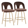 Ava - Upholstered Fixed-Height Barstool (Set of 2) - Gold Base