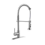 21" Commercial Kitchen Faucet With Dual Function Pull Down Sprayhead In, Stainless Steel - Brushed Nickel