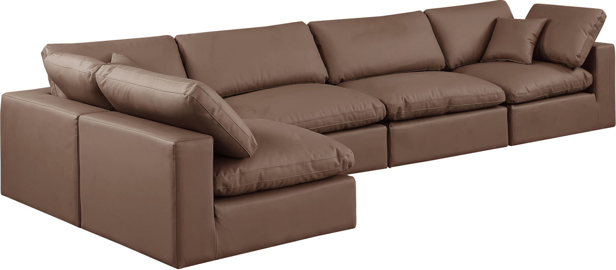Comfy - 5 Piece Faux Leather Modular Sectional