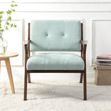 Modern Accent Chair With Plush Cushions, Angled Arm Design - Green