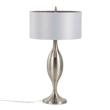 Anabelle - Metal Table Lamp (Set of 2) - Brushed Nickel, Light Silver Fabric