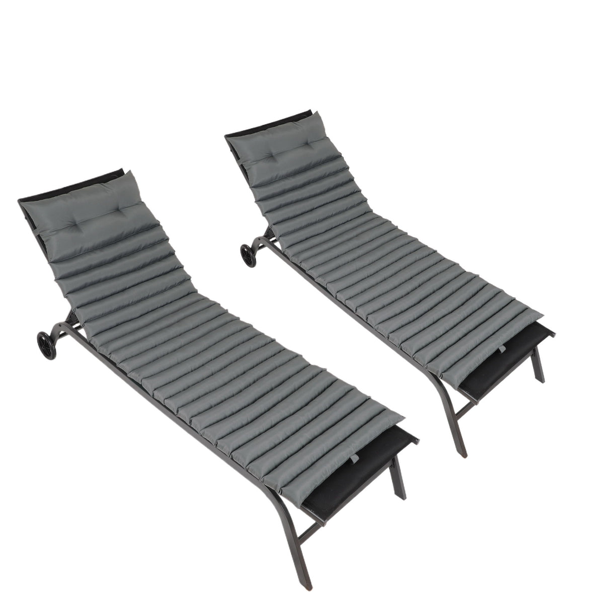 2 Piece Outdoor Chaise Lounge Chair Cushion Set