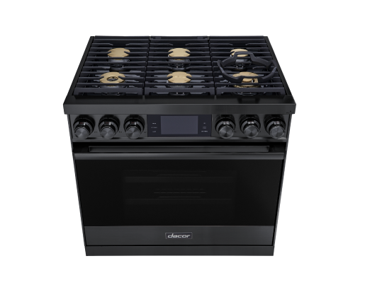 Dacor DOP36C86DLM/DA 36 inch dual fuel range graphite stainless steel - control panel detail