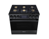 Dacor DOP36C86DLM/DA 36 inch dual fuel range graphite stainless steel - control panel detail