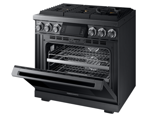 Dacor DOP36M96GLM/DA 36 inch professional gas range graphite stainless steel - control panel detail
