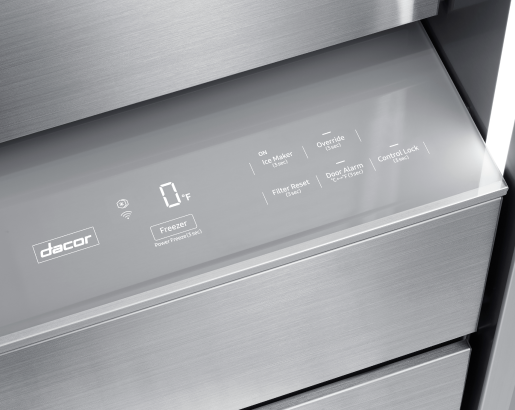 Dacor DRZ18980RAP column freezer SteelCool interior with 3D LED lighting