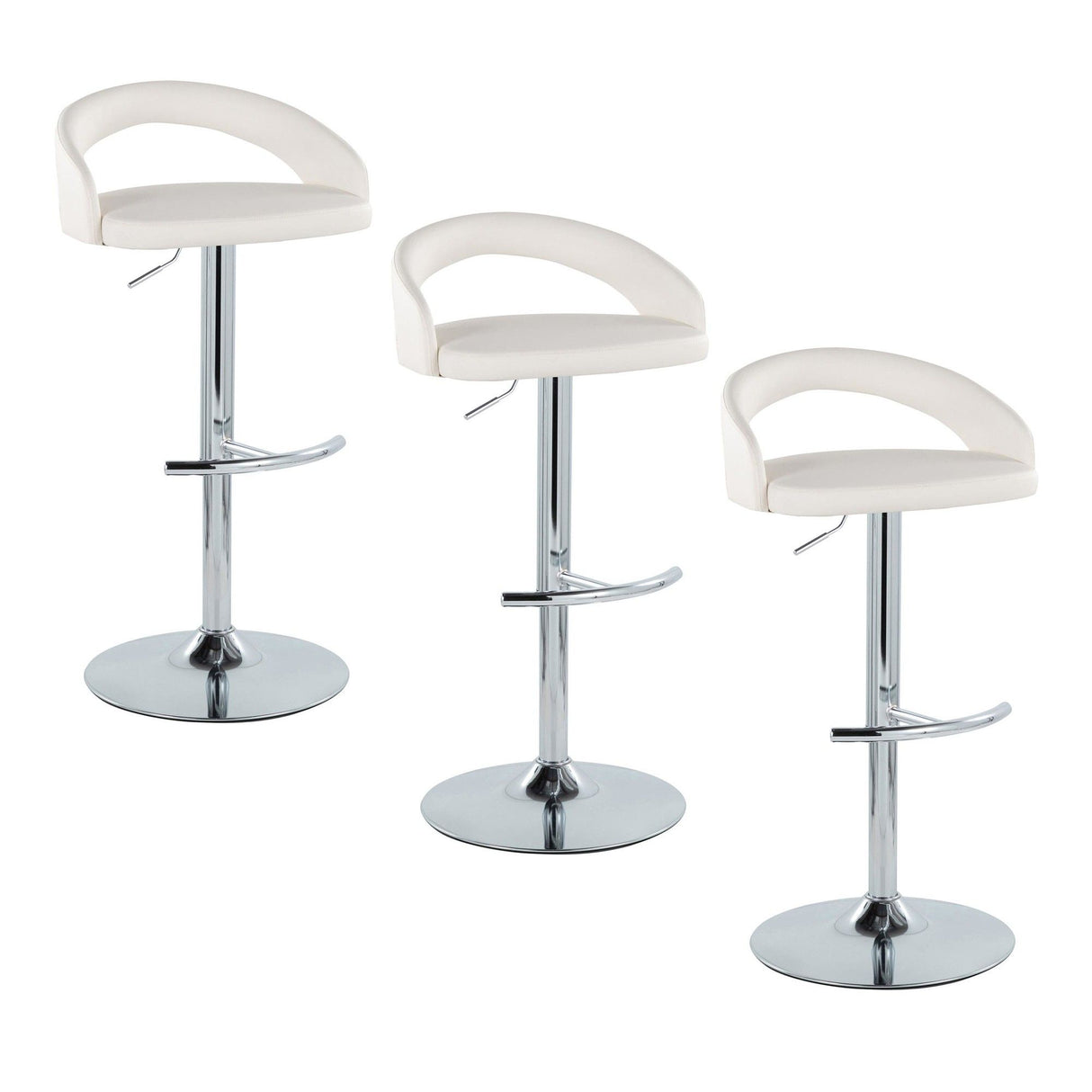 Grotto - Upholstered Adjustable Barstool - Chrome Metal Base