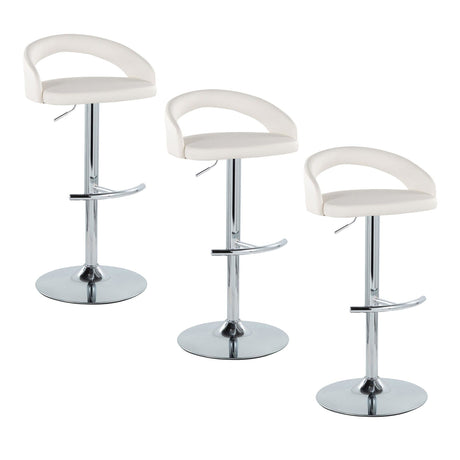 Grotto - Upholstered Adjustable Barstool - Chrome Metal Base