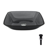 Square Vessel Sink For Bathroom, Above Counter Design With Pop Up Drain, Smooth Rounded Edges - Gray