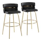 Cinch - 30" Fixed-Height Barstool With Swivel And Round Footrest (Set of 2) - Gold Metal