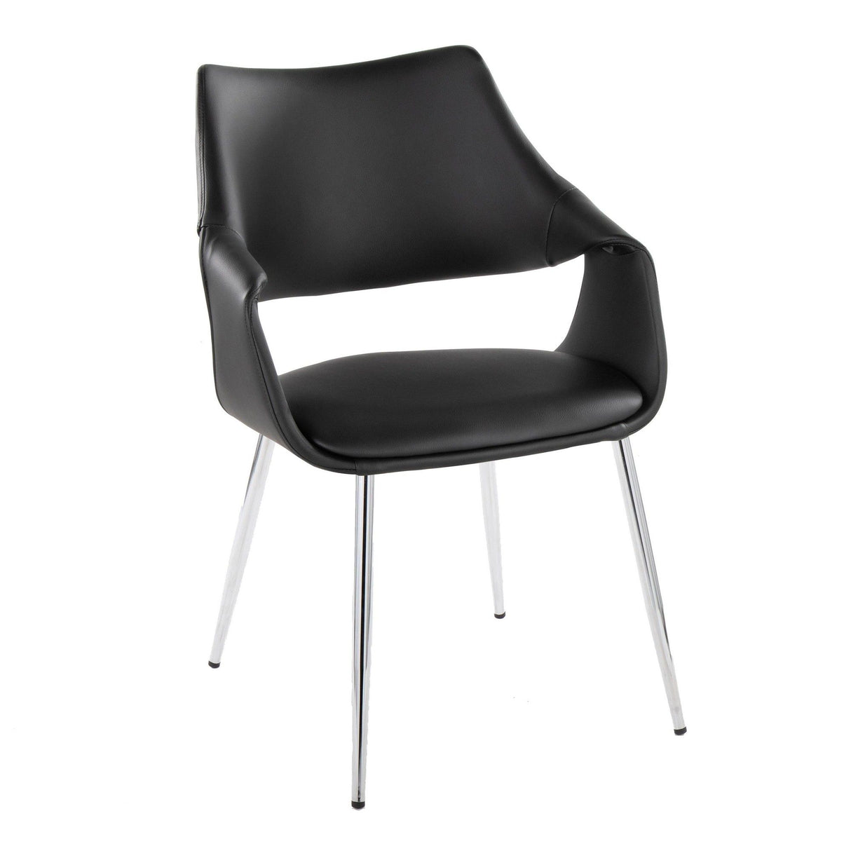 Curvo - High Back Upholstered Chair (Set of 2) - Chrome Metal Legs