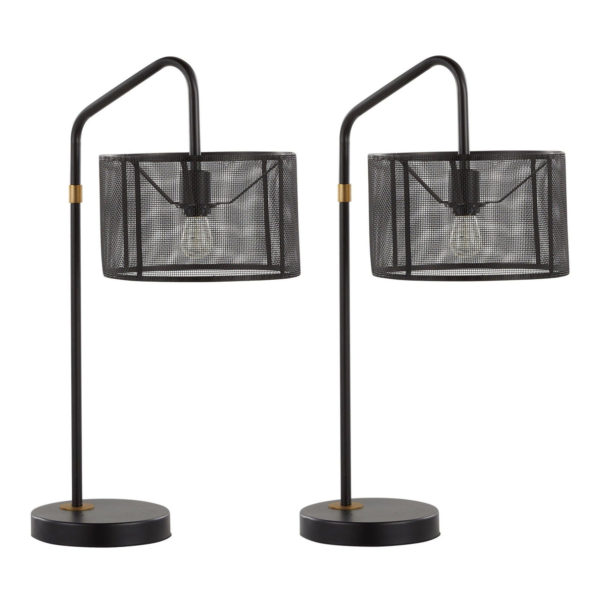 Mod Mesh - 27" Metal Task Lamp With Built-in USB Port (Set of 2) - Oil Bronze And Painted Gold Metal From Grandview Gallery