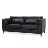 Contemporary 3 Seater Sofa With Tuxedo Arms - Black