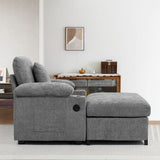 Chenille Fabric Sofa Bed With Cupholders And USB Charging Ports Chair For Living Room