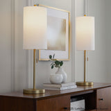 Bounty - Metal Buffet Lamp with Usb (Set of 2) - Gold Metal, White Linen