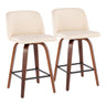 Toriano - Mid Century Modern Fixed Height Counter Stool & Square Footrest (Set of 2)