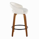 Grotto - 32.5" Upholstered Fixed-Height Counter Stool (Set of 2) - Walnut Wood Base