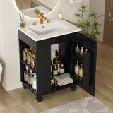 Classic Retro Bathroom Vanity With Sink, Door Shelf, Side Open Storage Frame