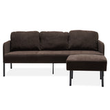 Modern L Shaped 3 Seater Sofa With Ottoman, Upholstered Couch For Small Spaces