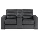 Yamein - Power Reclining Loveseat With Bookcase Arms And LED Lights - Charcoal