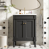 Bathroom Vanity With Top Sink, 2 Tier Storage Cabinet