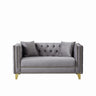 2 Seater Deep Seat Sofa With Button Nailhead, Square Arm