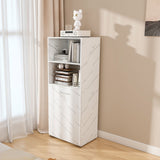 Stretchable Office Desk With Storage Shelves And Mobile Wheels, Foldable Design For Small Apartments - White Marble