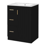 Bathroom Vanity With Sink, Compact Cabinet With 2 Drawers And Soft-Closing Door, Under-Mount Basin - Black