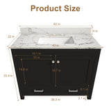 Bathroom Vanity Set, Soft Close Doors, 3 Faucet Holes, Sink Included - Black