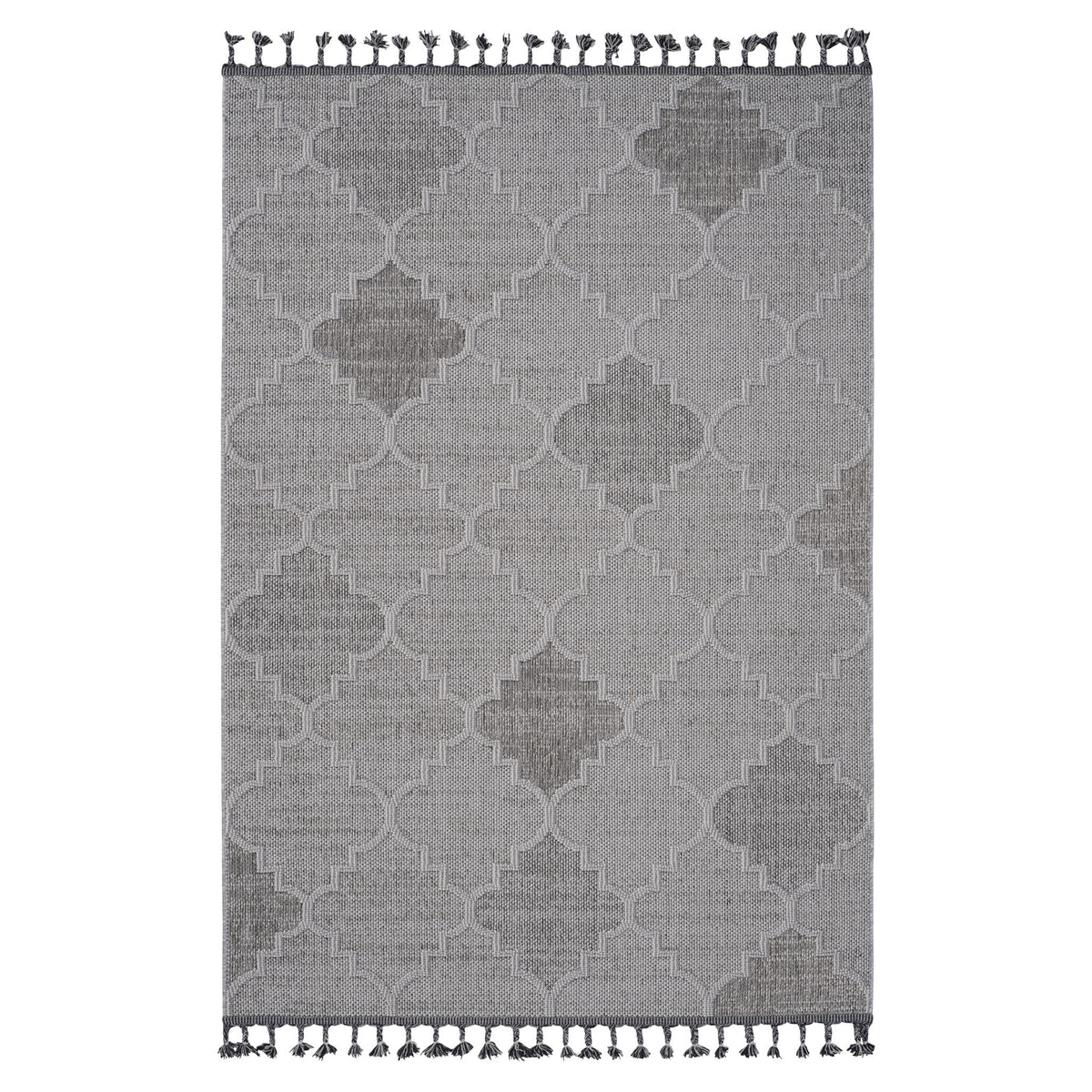 Guros - 8' X 10' Trellis Indoor / Outdoor Area Rug - White / Gray