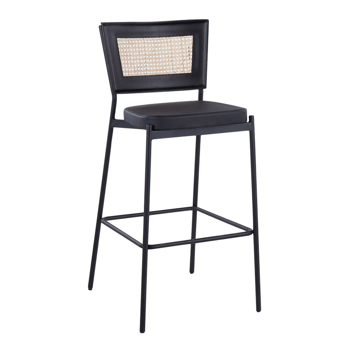 Rattan Tania - 29" Fixed-Height Barstool (Set of 2) - Black
