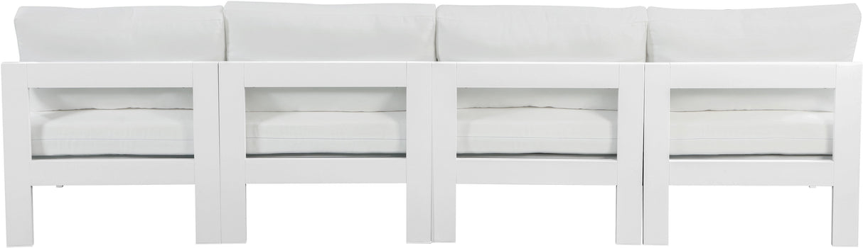 Nizuc - Outdoor Patio 4 Seat Armless Modular Sofa With White Frame