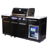 Mont Alpi Compact Series 6 Ft Propane Outdoor Kitchen Island w/ Fridge in Black Stainless Steel - MA-957FC