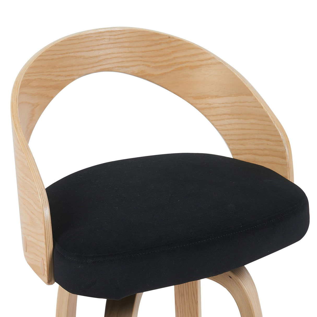 Sonia - Modern Swivel Bar Height Stool - Patterned Oak Wood Finish