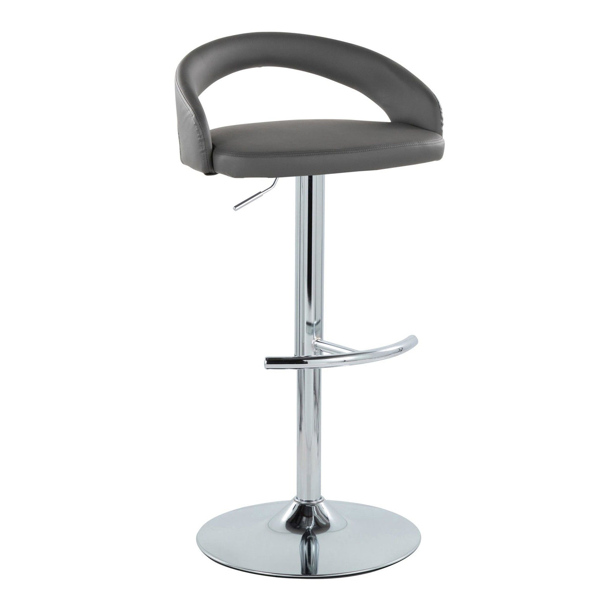 Grotto - Upholstered Adjustable Barstool - Chrome Metal Base
