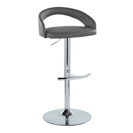 Grotto - Upholstered Adjustable Barstool - Chrome Metal Base