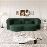 Modern Floor Sofa, With 2 Pillows, Convertible Teddy Fabric Foam Filled Bed