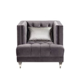 Hegio - Chair With Pillow - Gray Velvet