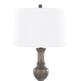 Griffin - 61" Polyresin Floor Lamp - Acid Gray Wood Finish And White Linen Shade