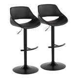 Fabrizzi - Adjustable Barstool With Rounded T Footrest (Set of 2) - Black Metal