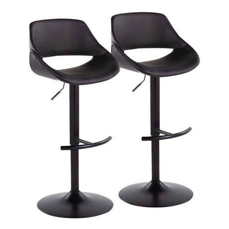Fabrizzi - Adjustable Barstool With Rounded T Footrest (Set of 2) - Black Metal