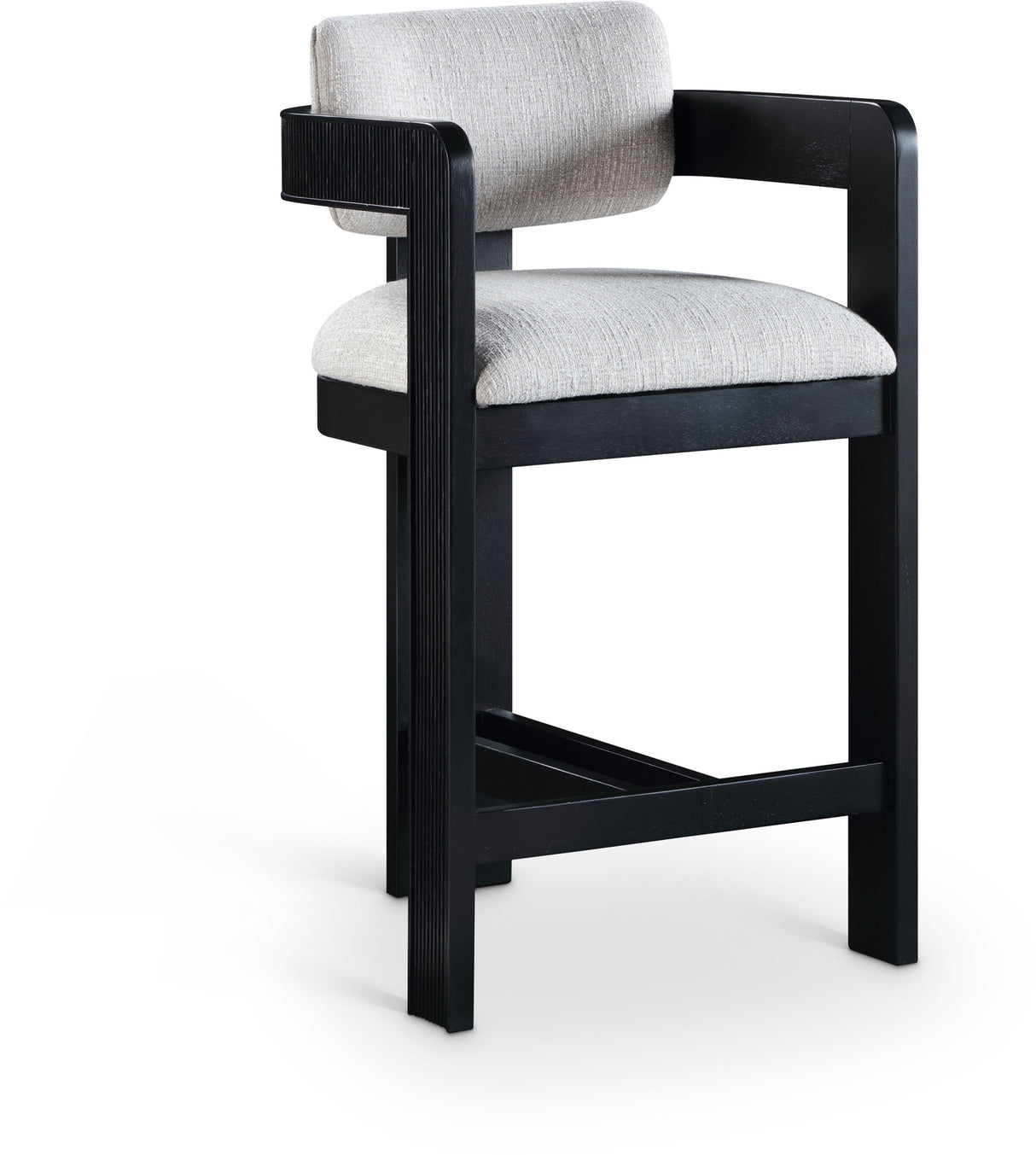 Sacha - Linen Stool With Black Base