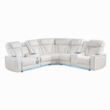 Electra - Power Recliner Sectional Sofa With Power Headrests, Console Loveseats, Wedge, LED Light Strip, Speakers