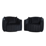 Upholstered Oversized 360° Swivel Accent Barrel Chair And Half Cozy Sofa With 3 Pillows
