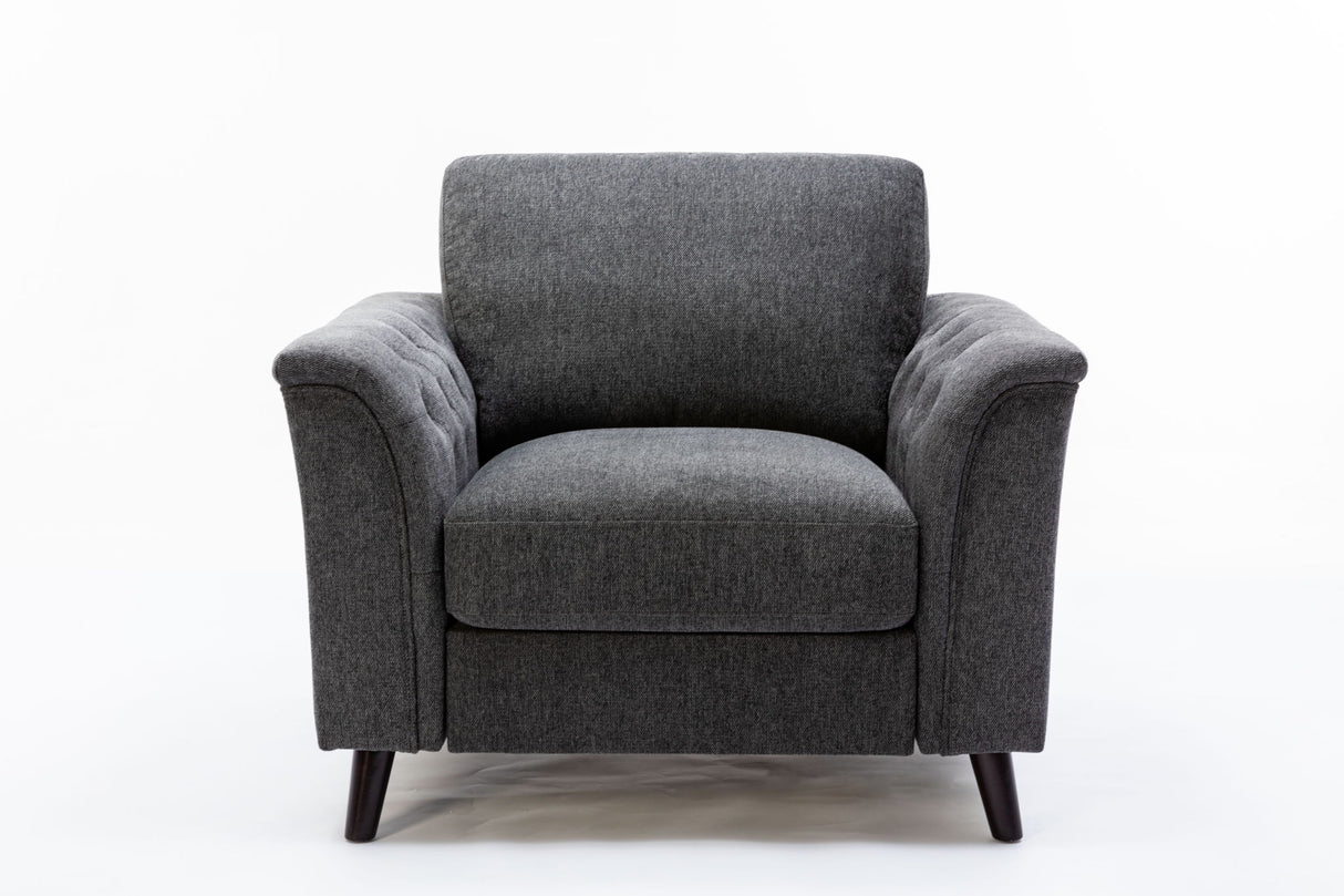 Stanton - Chair With Tufted Arms - Dark Gray
