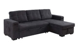 Toby - Woven Fabric Reversible Sleeper Sectional Sofa With Storage Chaise Cup Holder Charging Ports And Pockets