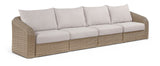 Seacrest - Olefin Water Resistant Fabric And Wicker 4 Piece Outdoor Patio Modular Sofa